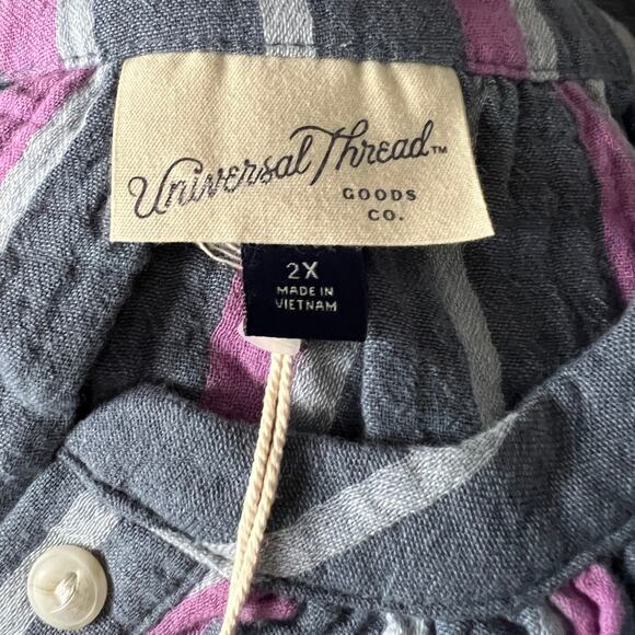 Universal Thread Women's Plus Size Purple Striped Long Sleeve Blouse - 2X - NWT - Picture 2 of 8